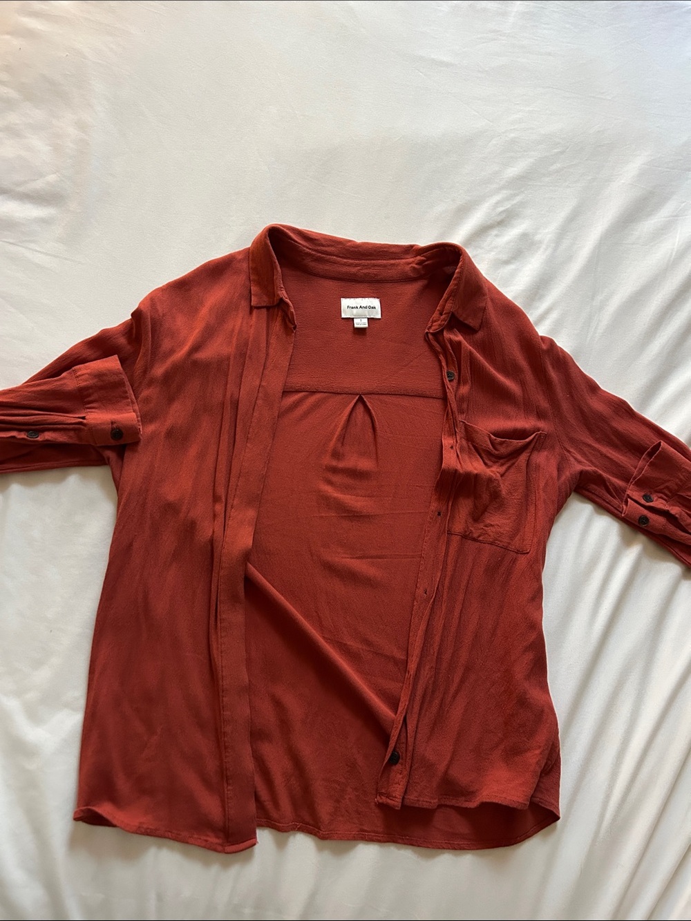 Frank & Oak Rust Red Button-Up Blouse